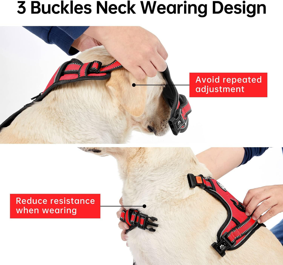 IVY&LANE No Pull Dog Harness for Large Dogs, Dog Vest Harness with Leash, Safety Belt and Storage