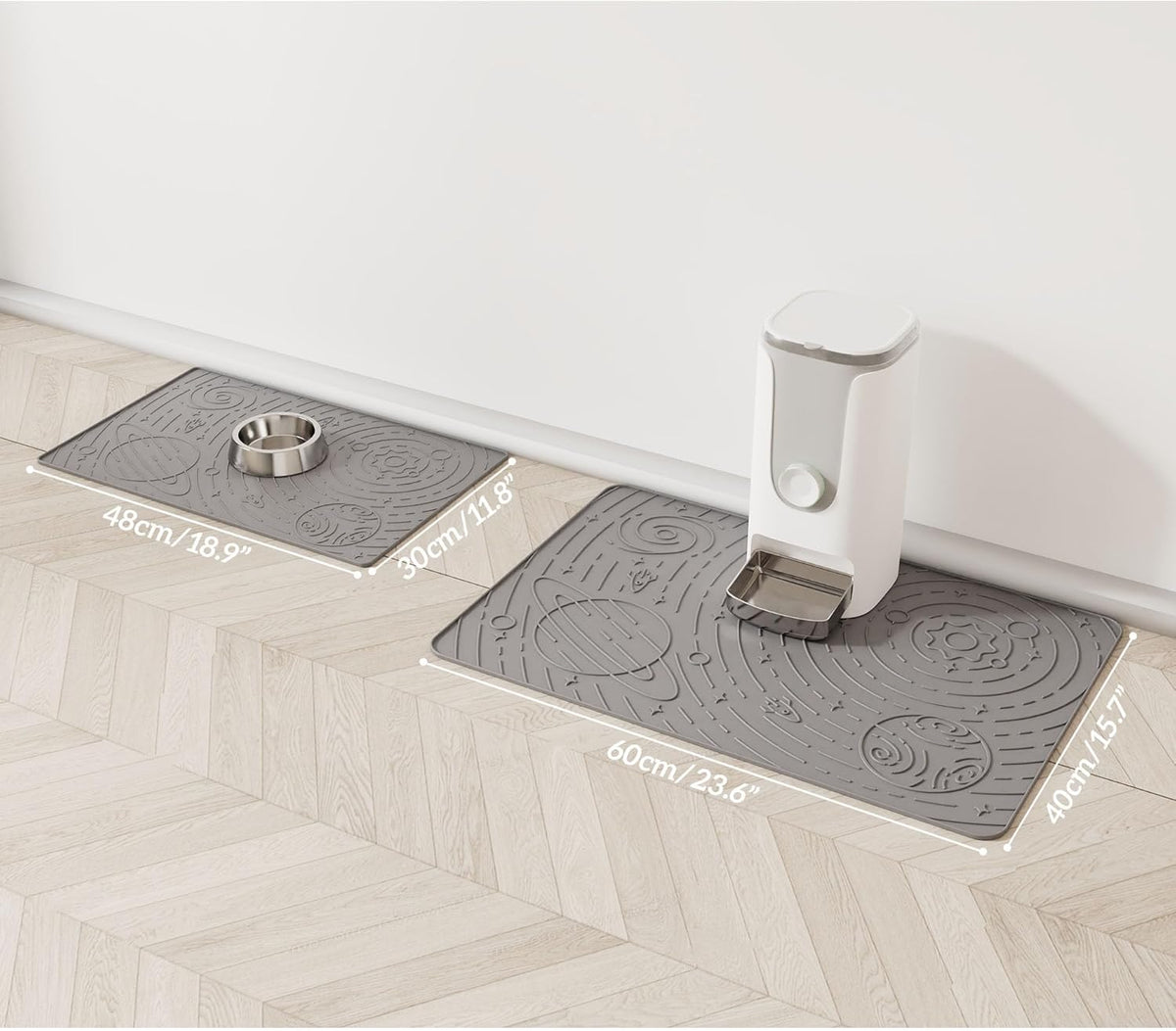 OHMO Dog Food Mat, Silicone Waterproof Cat Food Mat, Non-Skid Spill Proof Pet Feeding Mat for Food