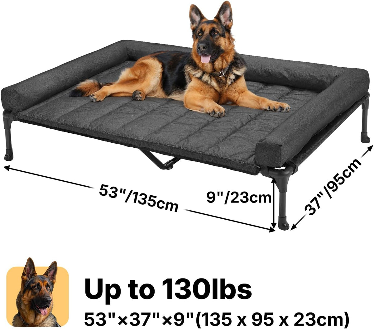 Veehoo Cooling Elevated Dog Bed Add Removable Waterproof Bolster Cushion Mat, Raised Pet Cot with