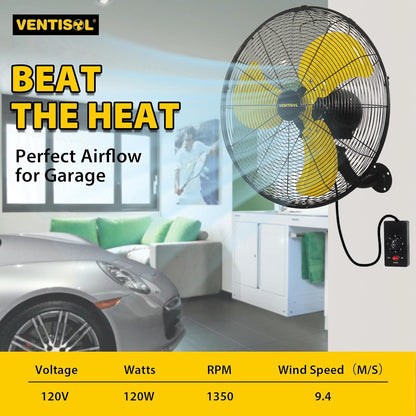VENTISOL 20 Inch Wall Mount Fan Oscillating, High Velocity Industrial Wall Fan for Indoor