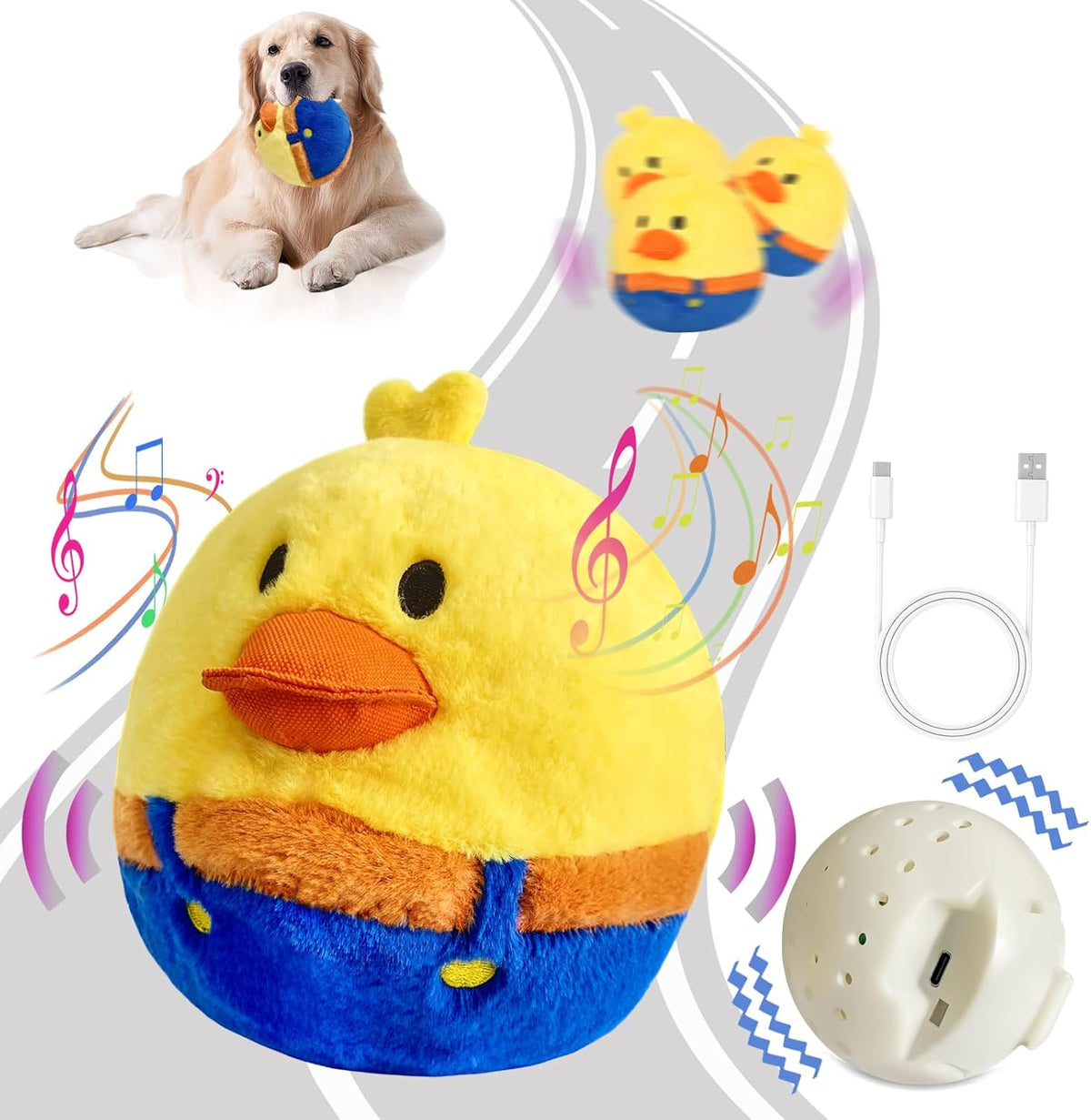 Rechargeable Interactive Moving Dog Toys, Automatic Crazy Jumping Duck for Boredom, Attractive
