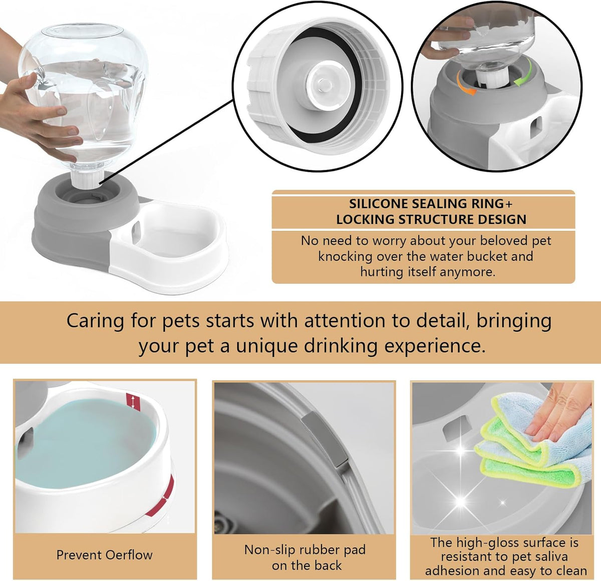 1 Gallon Automatic Dog Water Bowl Dispenser,Large Capacity Water Feeder for Cats and Dogs