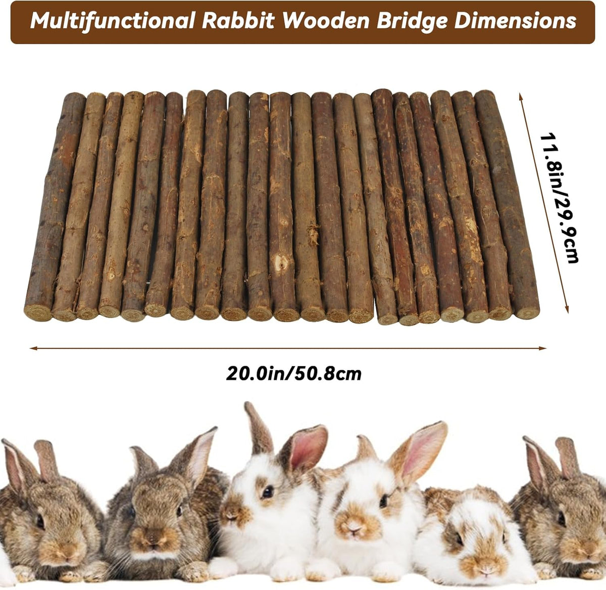 kathson Rabbit Wooden Bridge(20.0 x 11.8 inches),Guinea Pig Wood Tunnel Large Bunny Ladders Small
