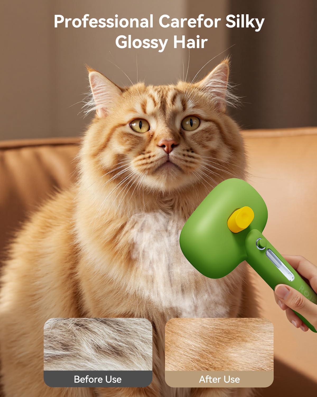 ROJECO 3-in-1 Pet Steam Brush for Cats&Dogs - Detangling Comb with Adjustable Mist, Handheld