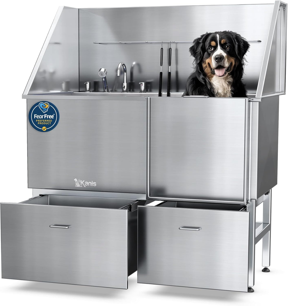 KANIS Professional Dog Washing Station - 304 Stainless Steel Pet Wash Sink & Grooming Bath Tub for