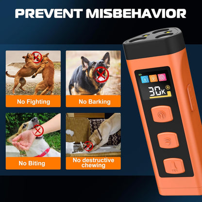 Dog Bark Deterrent Device, Color Display 2000 mAh Rechargeable Ultrasonic Anti-Barking Trainer with