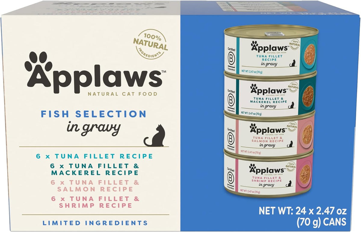Applaws Natural Wet Cat Food in Gravy, Limited Ingredient Canned Wet Cat Food, No Additives, Made