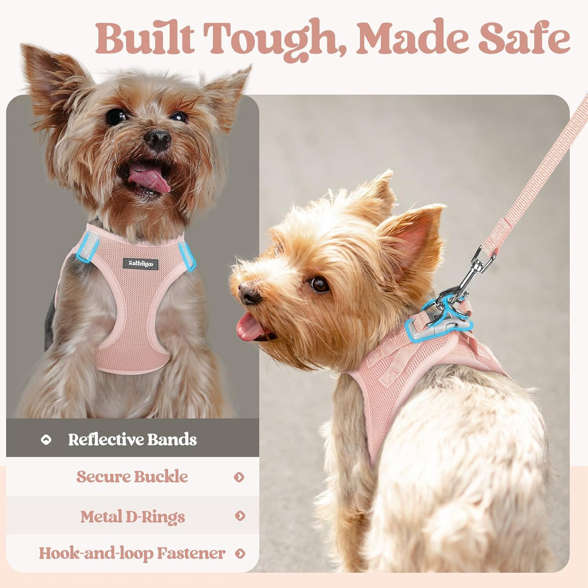 rabbitgoo Dog Harness Small Sized and Leash Set, Step in Soft Light Puppy Vest, Breathable Mesh Pet