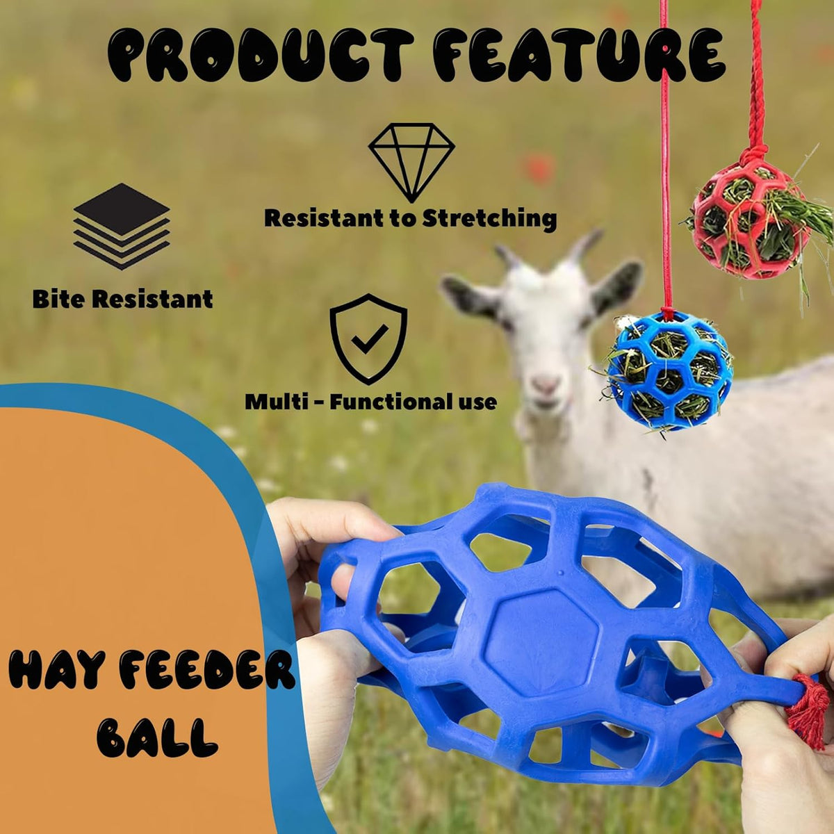 2 Pcs Novelty Hay Ball for Horses to Play with and Relieve Stress, Bright Color Hay Balls for Goats