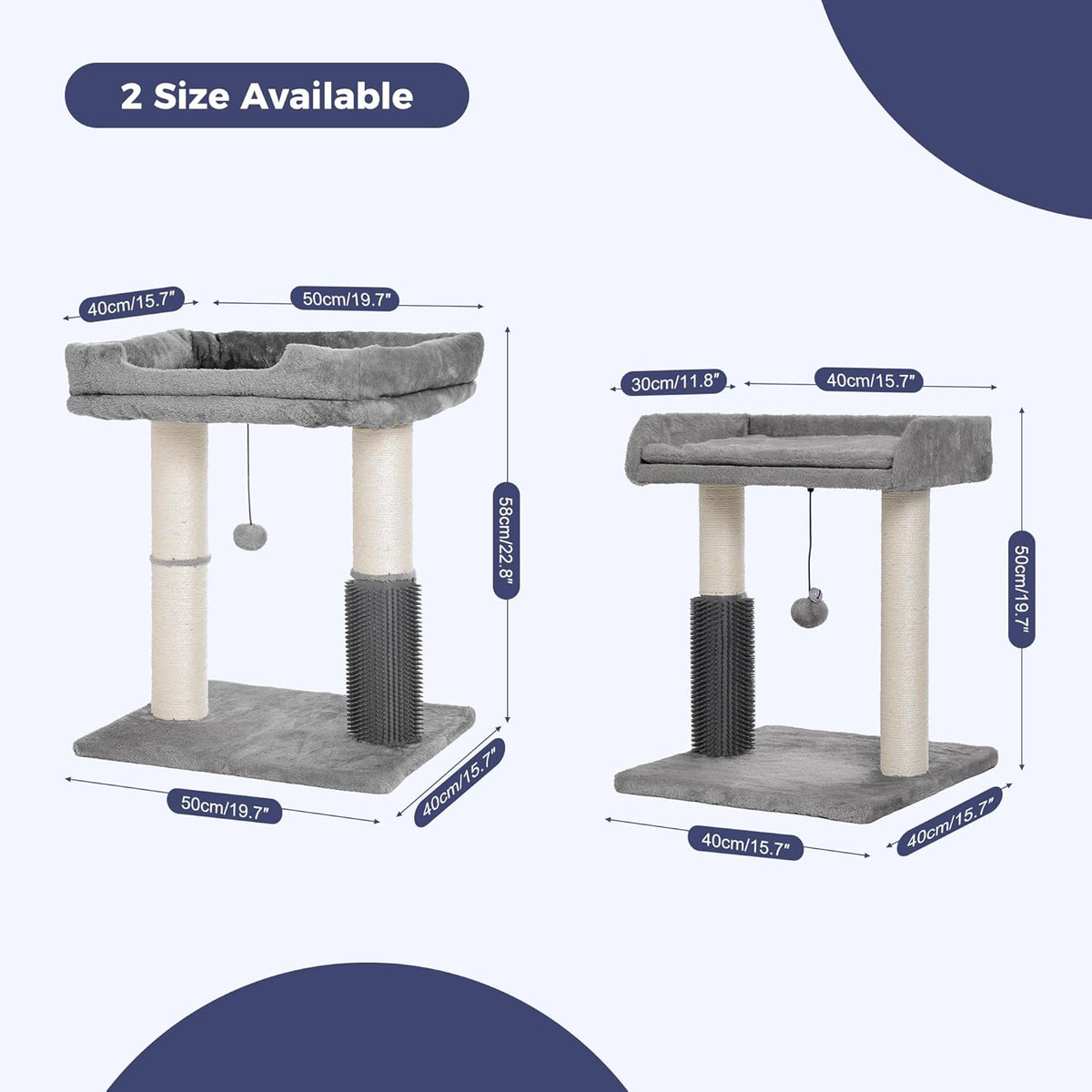 Cat Tree Tower for Large Cats Cat Scratching Post with 20x15.7”Wide Top Bed, Self Groomer, Thick