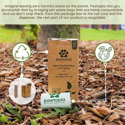 Biodegradable Dog Poop Bags, 60 Count, Certified Home Compostable, Leak-Proof, Easy Open, Standard