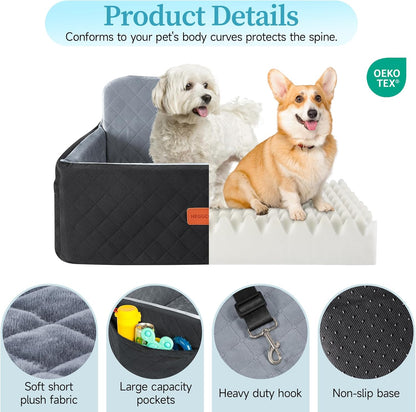Dog Car Seat for Medium/Large Dogs, Pet Booster Seat for Under 55 lbs or 2 Small Dogs, Detachable &