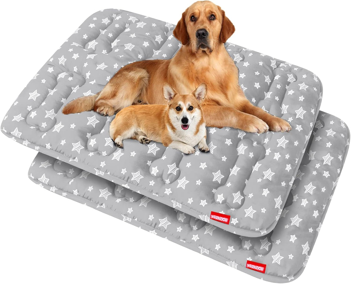 Dog Crate Mat (42" X 28") 2 Pack, Soft Dog Bed Mat with Cute Prints, Personalized Crate Pad