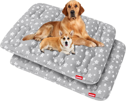 Dog Crate Mat (42" X 28") 2 Pack, Soft Dog Bed Mat with Cute Prints, Personalized Crate Pad