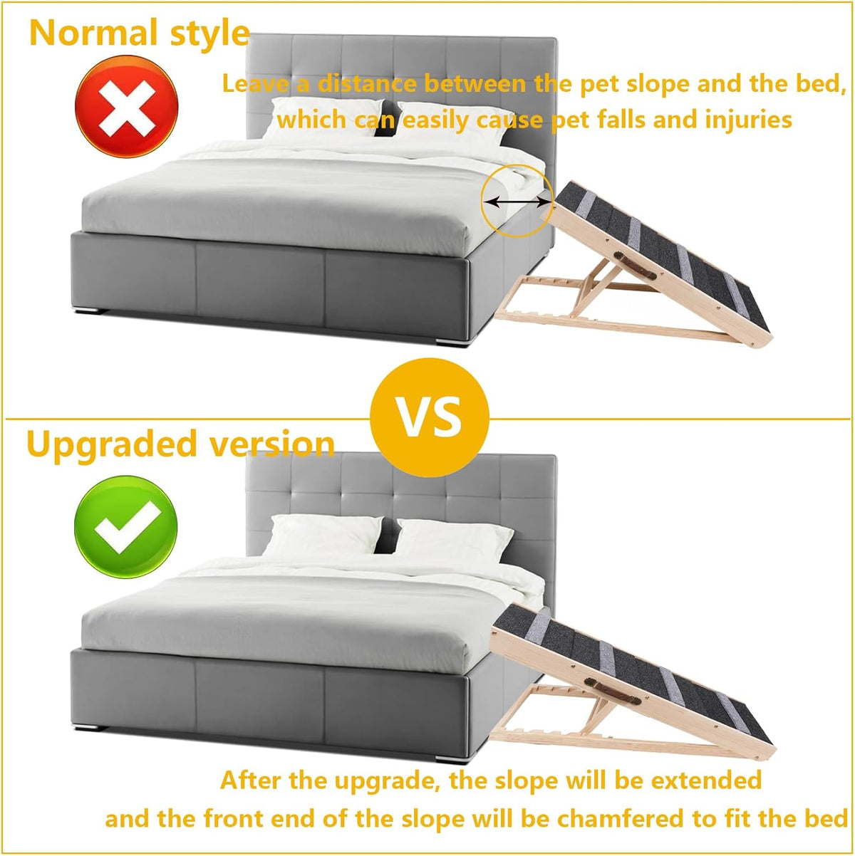 Upgrade 2-in-1 Pet Ramp Dog Stair,Folding Pet Stairs,Portable Dog Ramp for Small&Large Old Animals