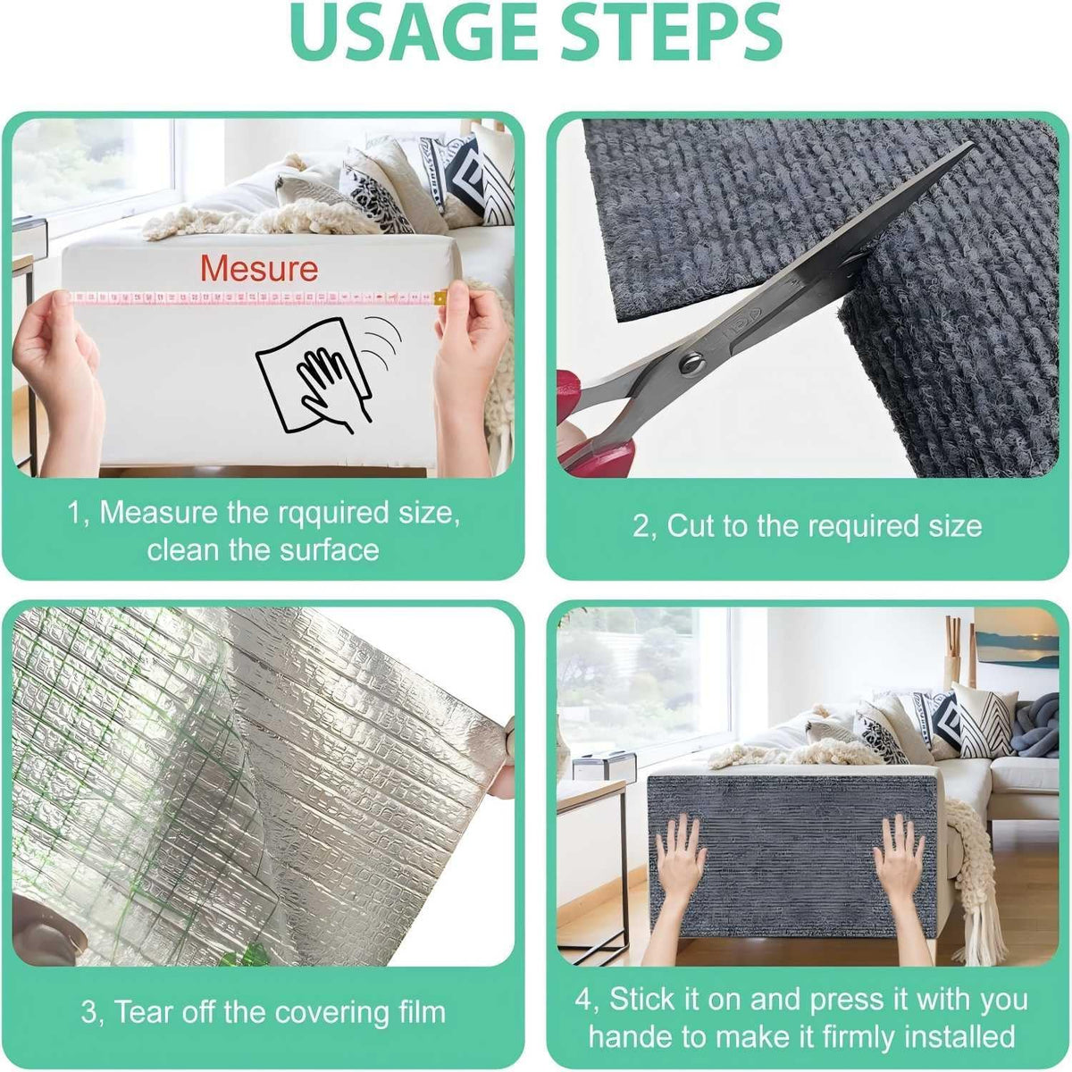 Cat Scratch Couch Furniture Protector, Adhesive Cat Scratch Pad Deterrent for Furniture, DIY
