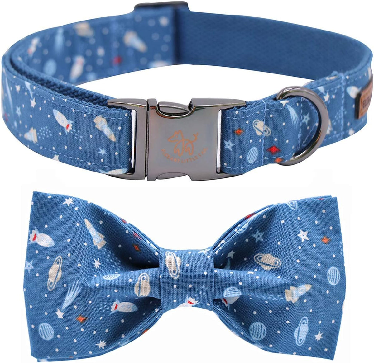 Elegant little tail Dog Collar with Bow, Cotton & Webbing, Bowtie Dog Collar, Adjustable Dog
