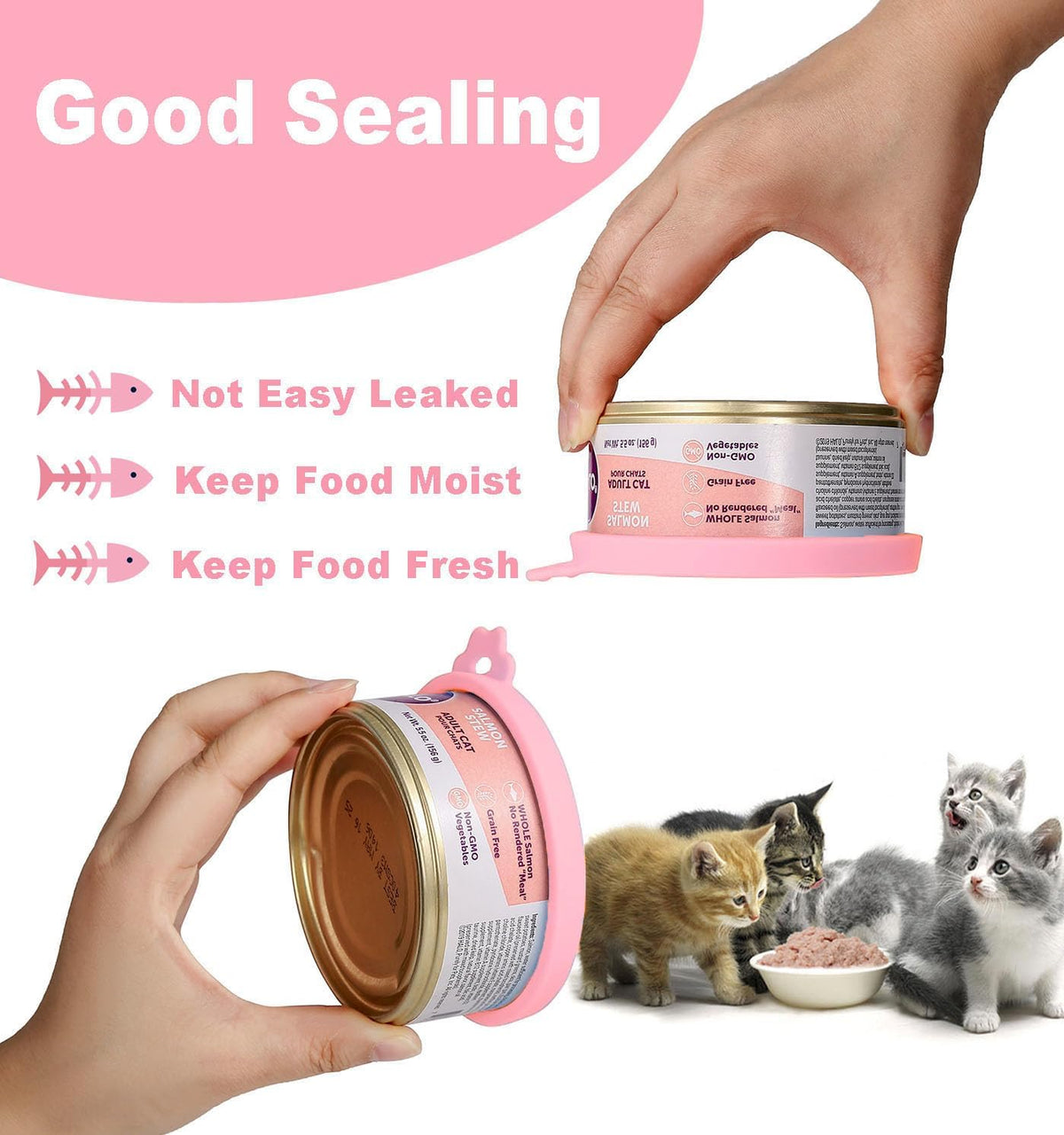 Comtim Cat Food Can Covers Lids for 5.5 oz Cans, 2 Pack Silicone Cat Food Can Lids for 5.5 oz 5.3