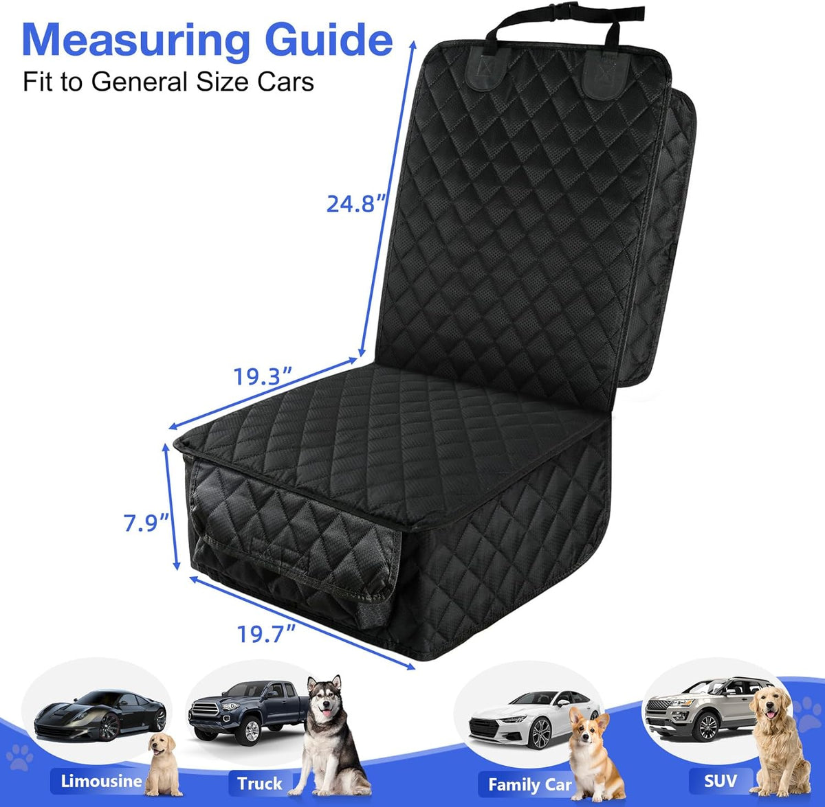 PETICON Front Seat Cover 2 Pack, Full Protection Dog Car Seat Cover with Side Flaps, Nonslip