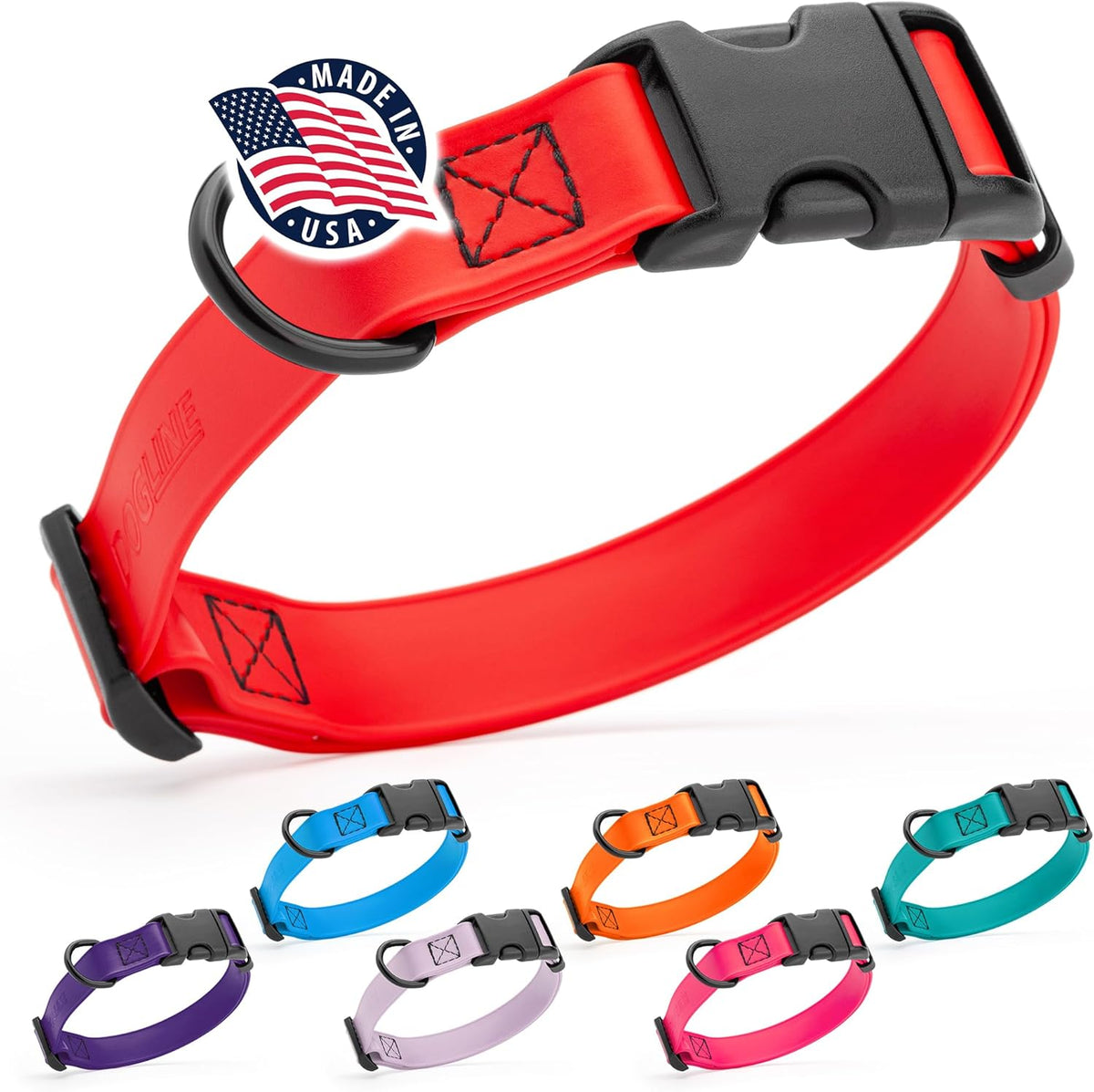 Dogline Biothane Waterproof Dog Collar with Quick Release Buckle Strong Coated Nylon Webbing with