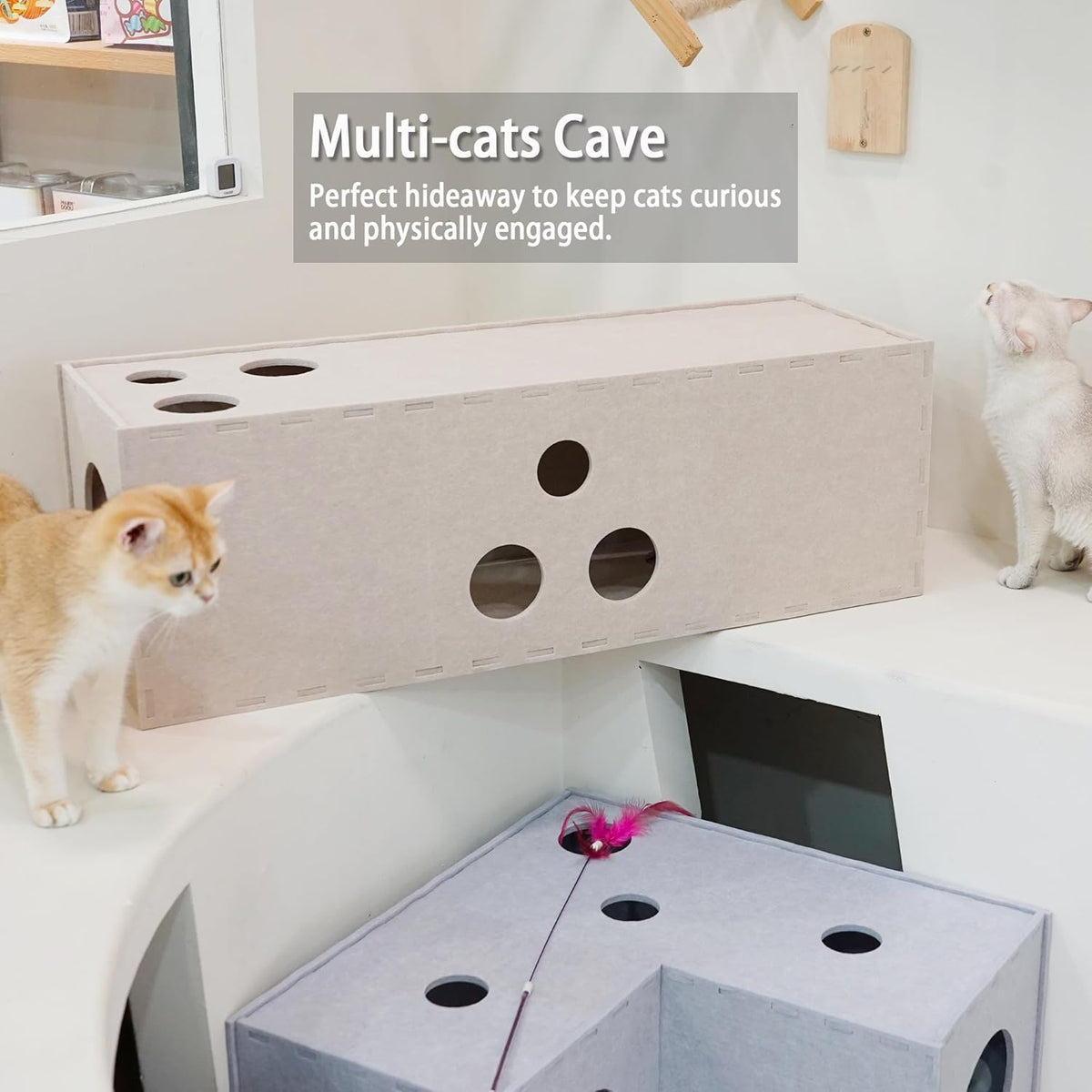 PETKARAY Cat Tunnel, Original Cat Hideaway Cave for Indoor Cats, Large Kitten Play Tubes and