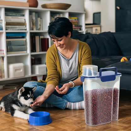 5Lbs Airtight Dog Food Container,Cat Storage Bin, Pet Dispenser BPA-FreeTranslucent Body Upgraded