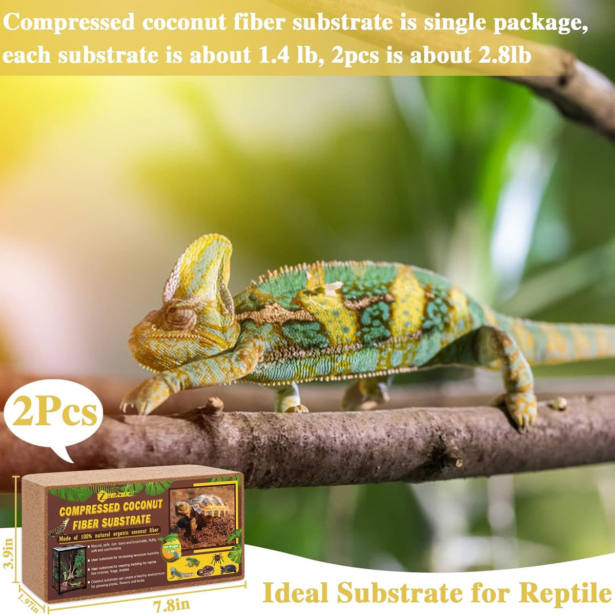 ZeeDix 2Pcs Compressed Coconut Fiber Substrate, 100% Organic Coco Coir Fiber Brick Substrate Fluffy