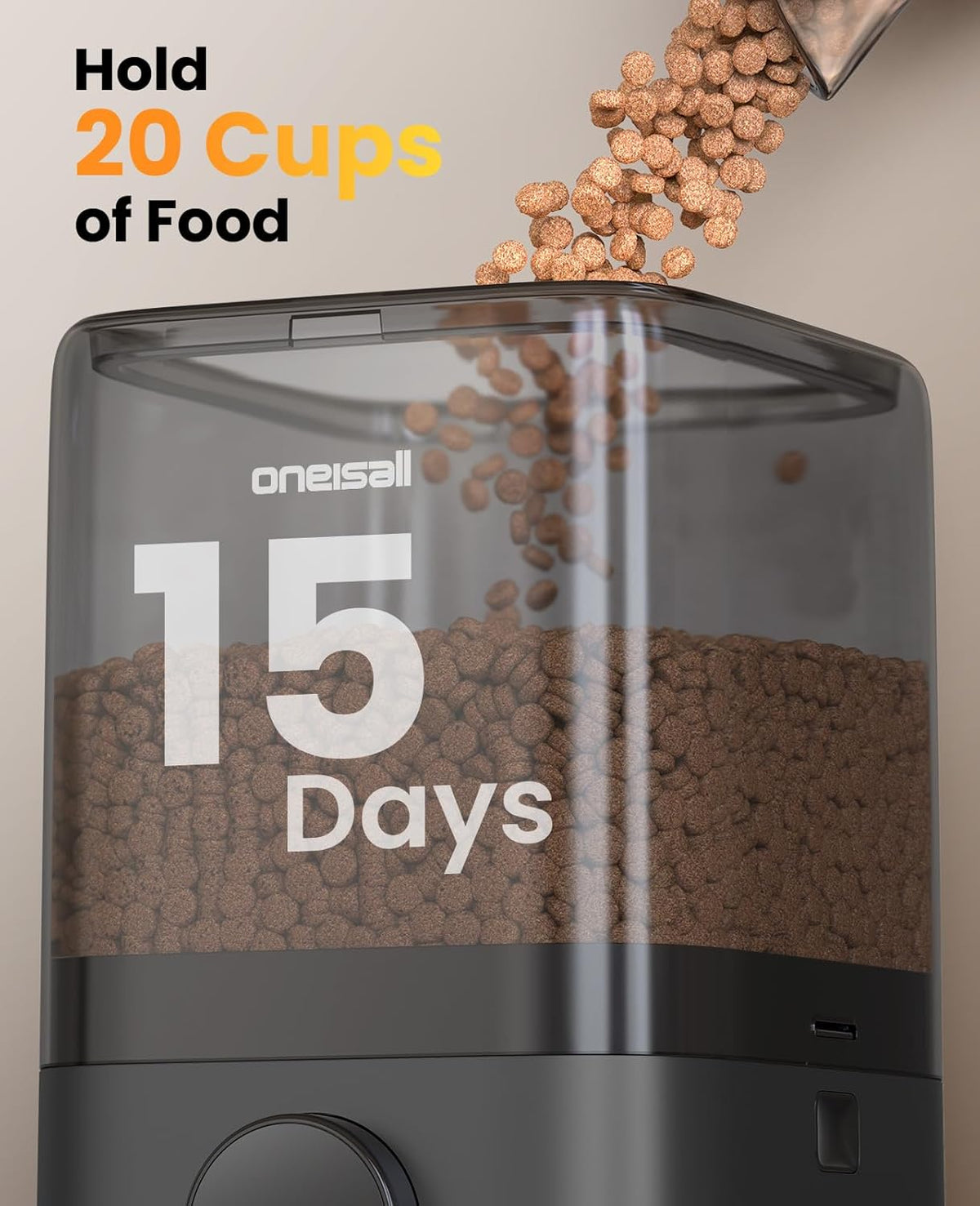 oneisall Wireless WiFi Automatic Cat Feeders 2 Cat, Rechargeable 100-Day Battery Operated Timed