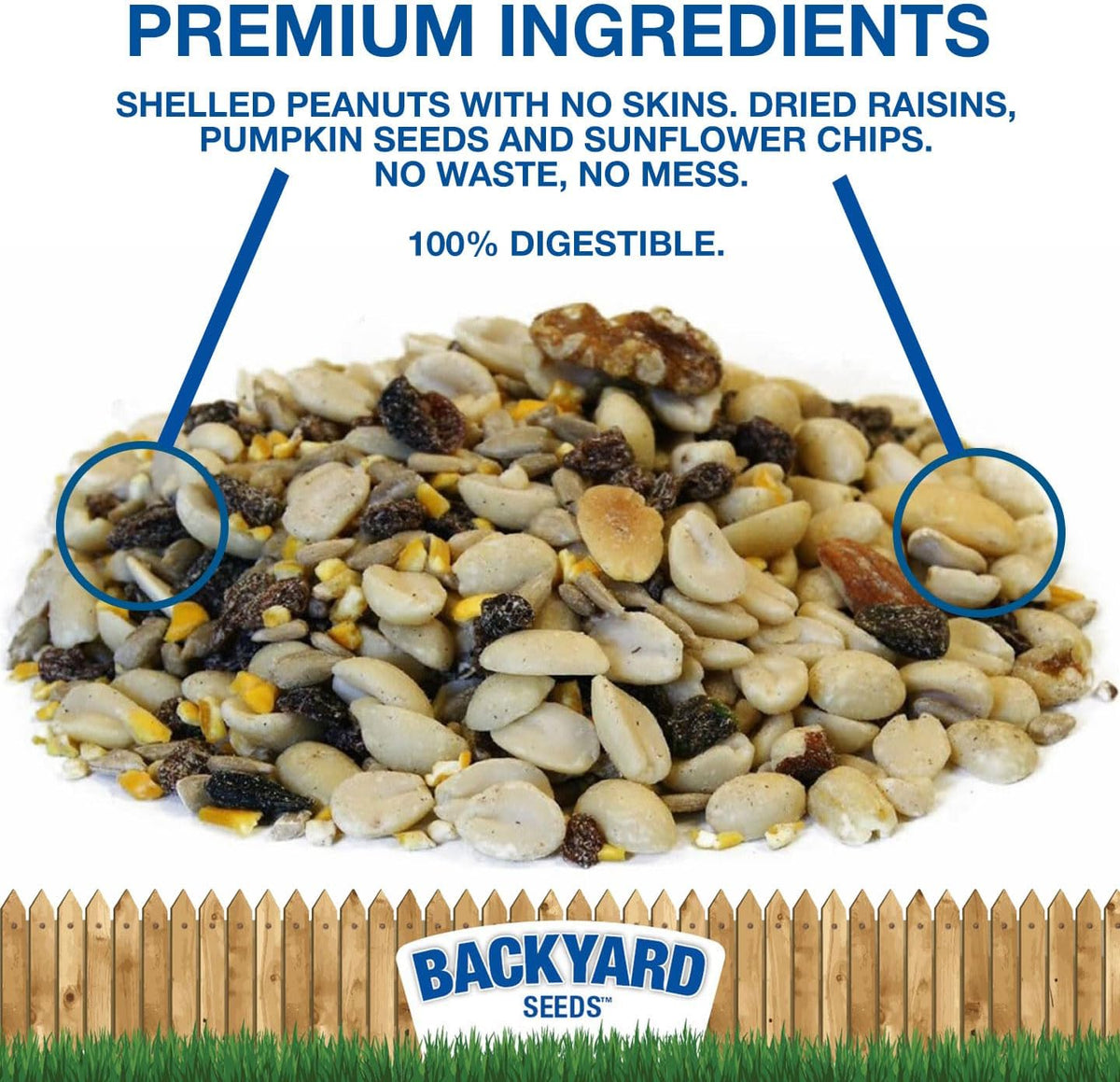 Backyard Seeds Woodpecker No Waste Mix Shelled Peanuts Mixed Bird Seed with Sunflower Chips