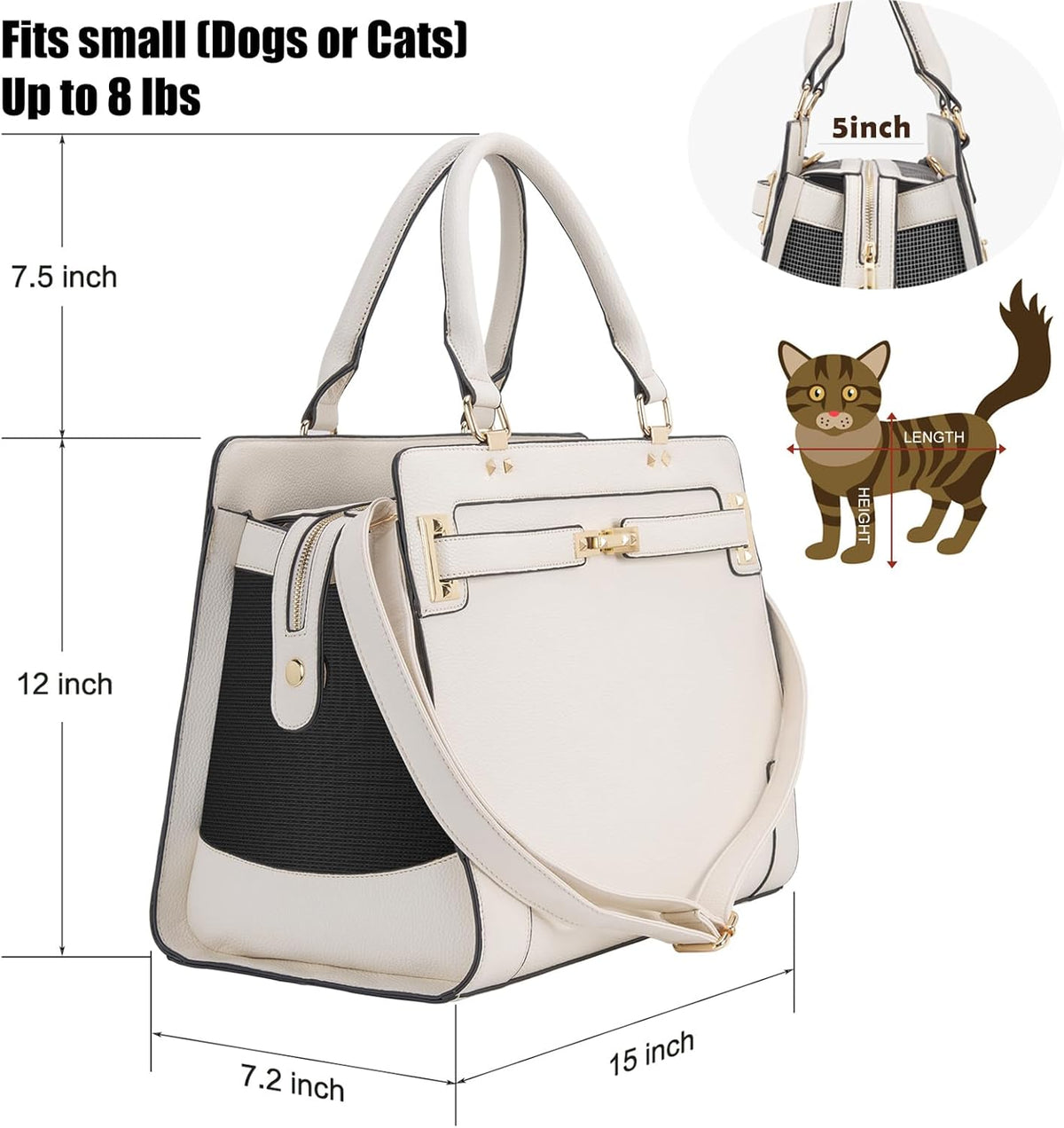 Fashion Pet Carrier Dog Cat Carrier Purse Soft-Sided Leather Handbag Pet Tote Bag for Small Dogs
