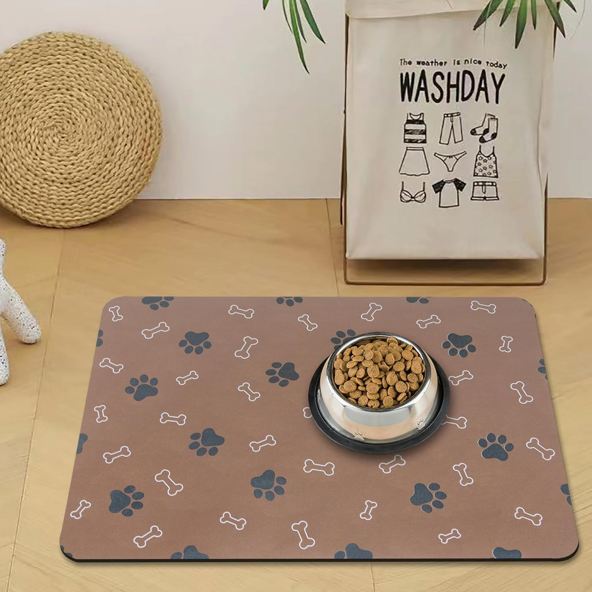 Pet Cat Dog Food Mat Non Slip Mat for Dog Water Bowl Mat Quick Dry Absorbent Cat Feeding Mat, 24 *