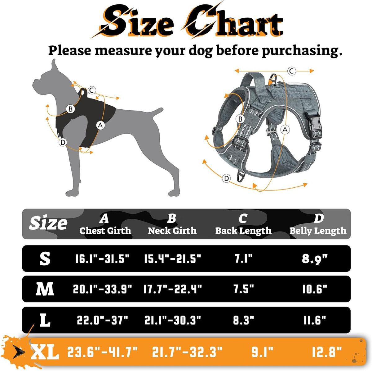 rabbitgoo Dog Harness for Large Dogs No Pull, Tactical Service Pet Vest with Molle and Control