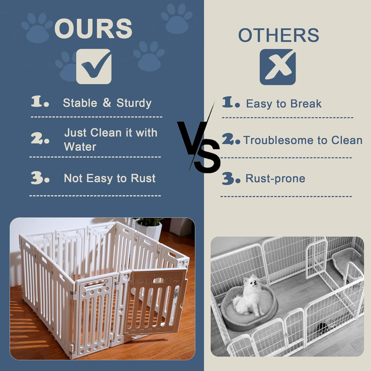 Dog Playpen with Door, DIY Shape Combination Puppy Pen,25.5" H 10-Panel Dog Fence,Non-Slip & Secure