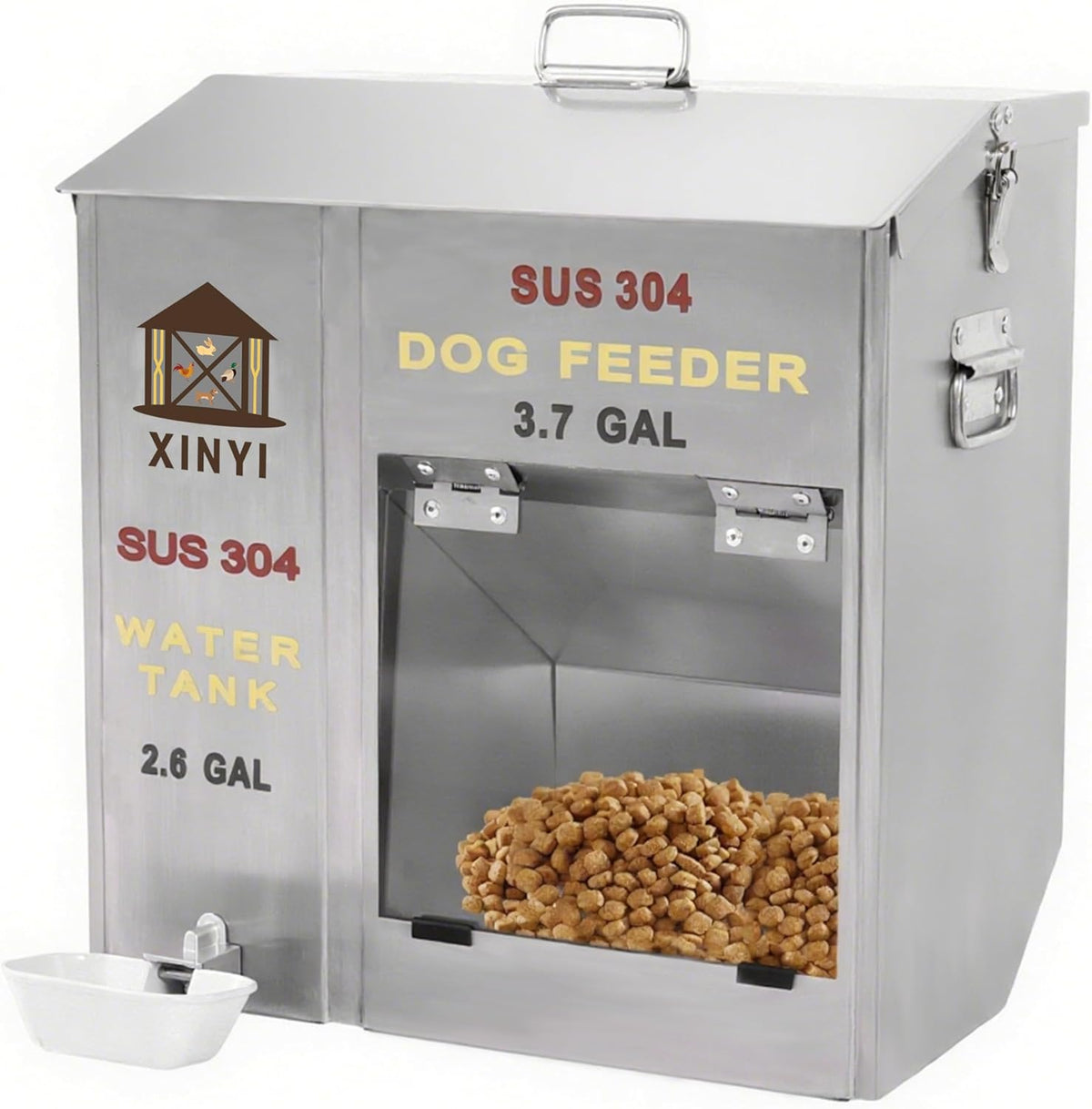 XINYI Automatic Dog Feeder and Waterer 2-in-1,SU304 Stainless Steels 2.6 Gallon Water Tank with 1