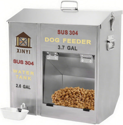 XINYI Automatic Dog Feeder and Waterer 2-in-1,SU304 Stainless Steels 2.6 Gallon Water Tank with 1