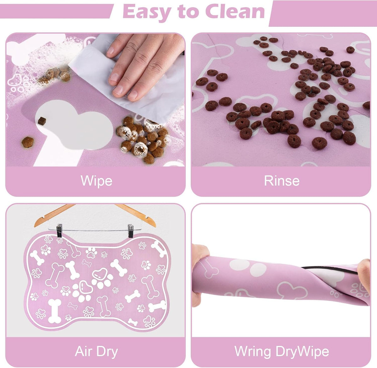 Dog Cat Mat for Food and Water,Rapid Absorbent Pet Feeding Mat, Bone Shaped Dog Placemat Bowl Mat