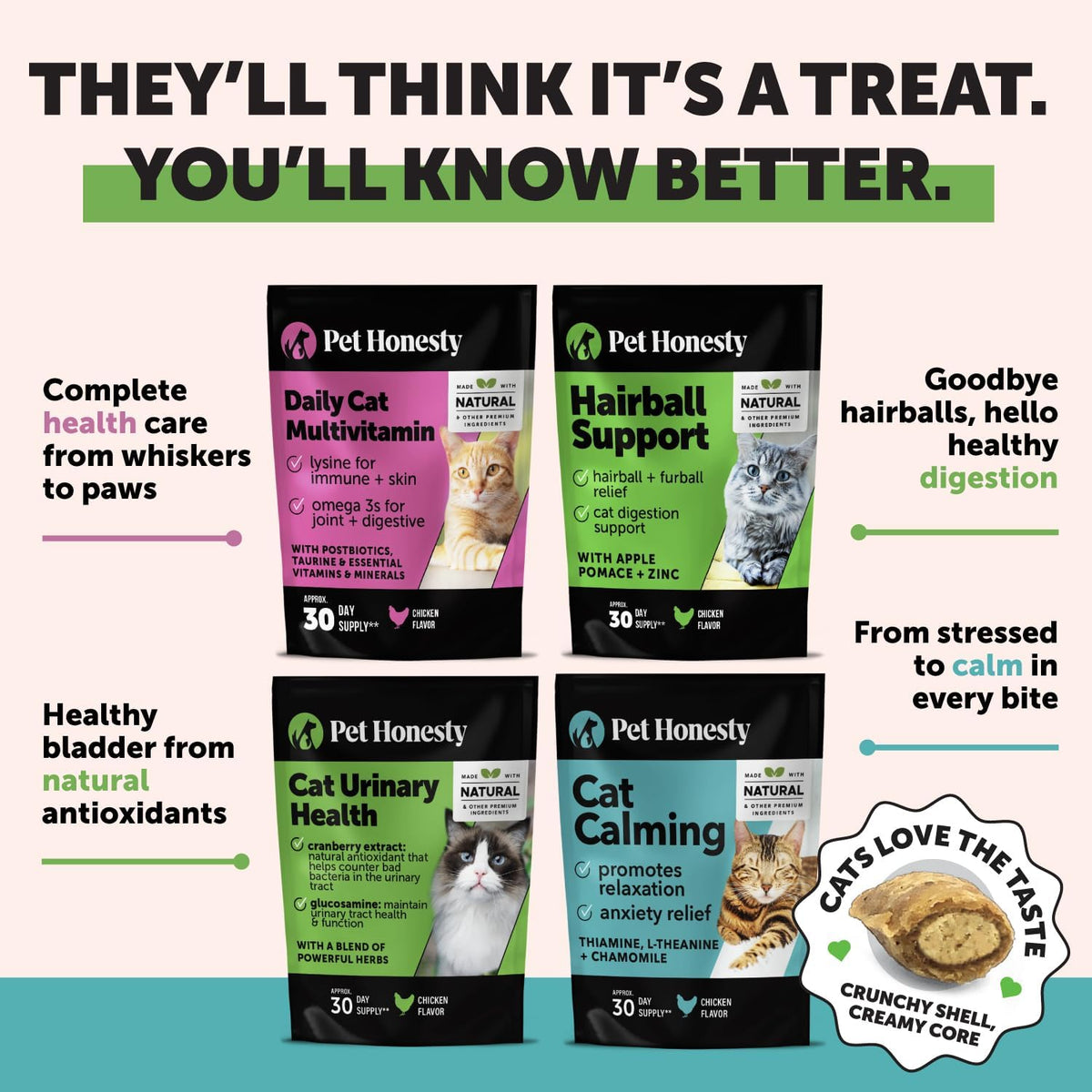 Cat Multivitamin Chews - Cat Treats for Health + Immune, Joint Support, Skin & Coat, and Digestion