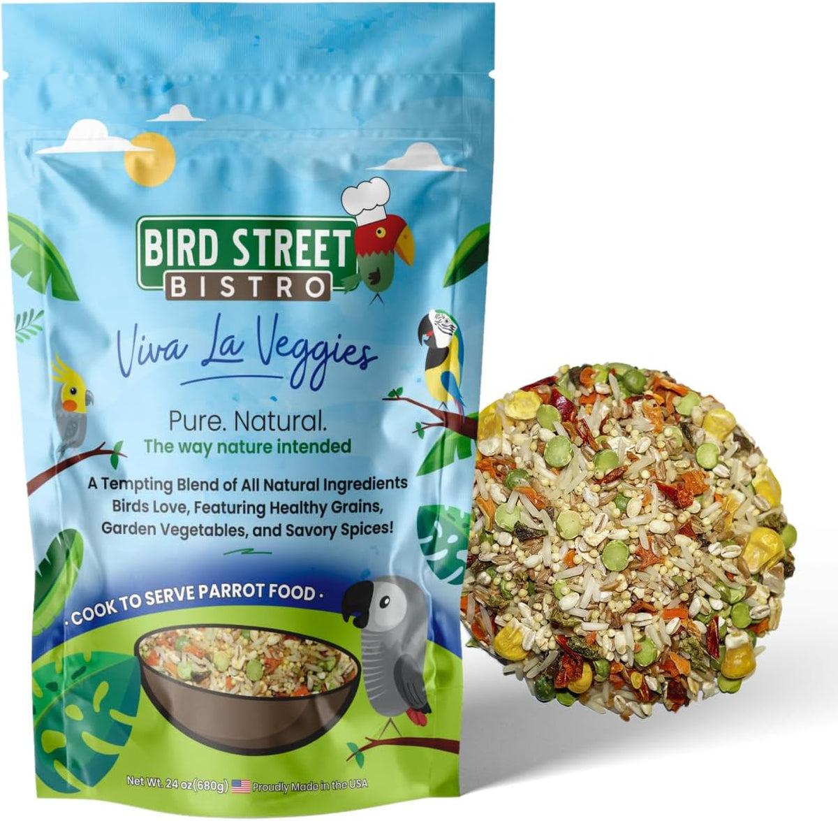 Parrot Food - Parakeet - Cockatiel - Cooks in 3-15 min w/Natural & Organic Grains - Legumes