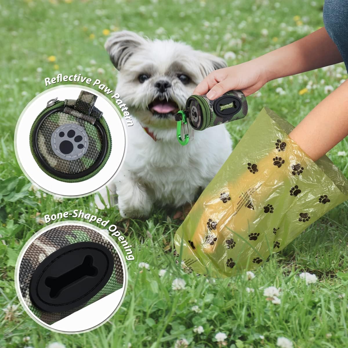 Dog Poop Bag Holder for Leash Doggie Waste Bag Dispenser Puppy Potty Carrier Small Doggy Zipper