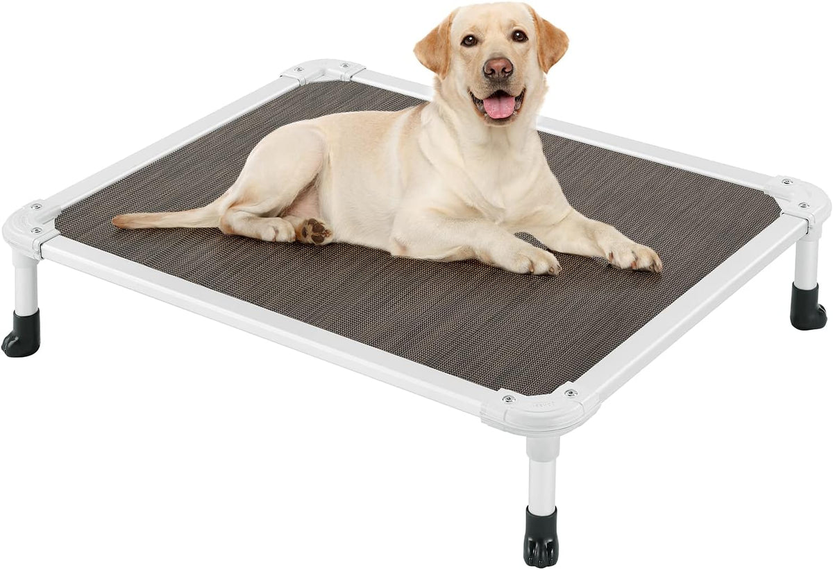 Veehoo Chew Proof Elevated Dog Bed - Cooling Raised Pet Cot - Silver Aluminum Frame and Durable