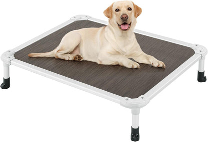 Veehoo Chew Proof Elevated Dog Bed - Cooling Raised Pet Cot - Silver Aluminum Frame and Durable
