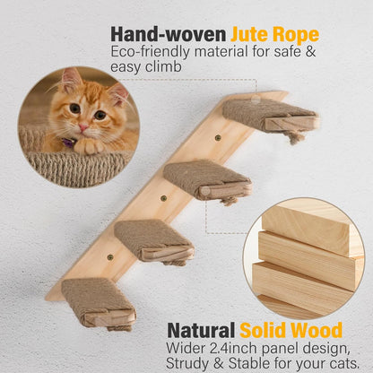 2 Pack 4 Steps Cat Wall Shelves Cat Stairs for Wall with Sisal Rope.Cat Wall Steps/Ladder Furniture