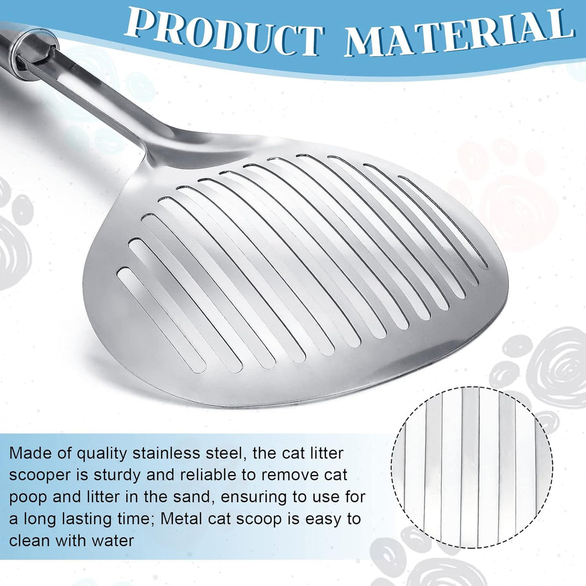 2 Pcs Cat Metal Litter Scoop Litter Scoop, Cat Accessories Scooper Stainless Steel Kitty Poop