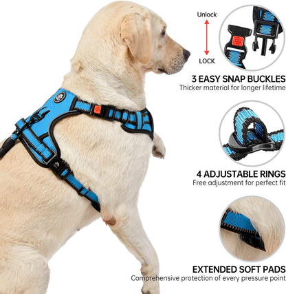 NESTROAD No Pull Dog Harness,Adjustable Oxford Dog Vest Harness with Leash,Reflective No-Choke Pet