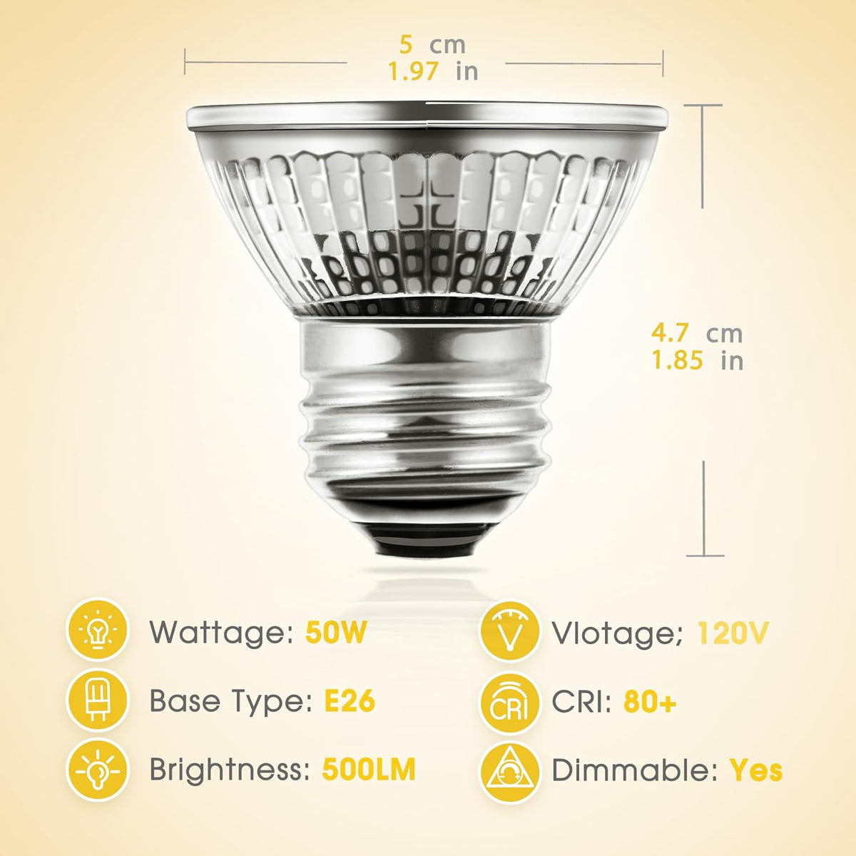 Briignite Reptile Heat Bulb 2 Pack, 50W UVA UVB Reptile Light Bulbs, Dimmable Heat Lamp Bulbs