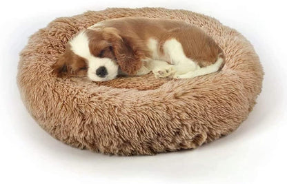Dog Bed, Cat Calming Bed, Faux Fur Pillow Pet Donut Cuddler Round Plush Bed for Large Medium Small