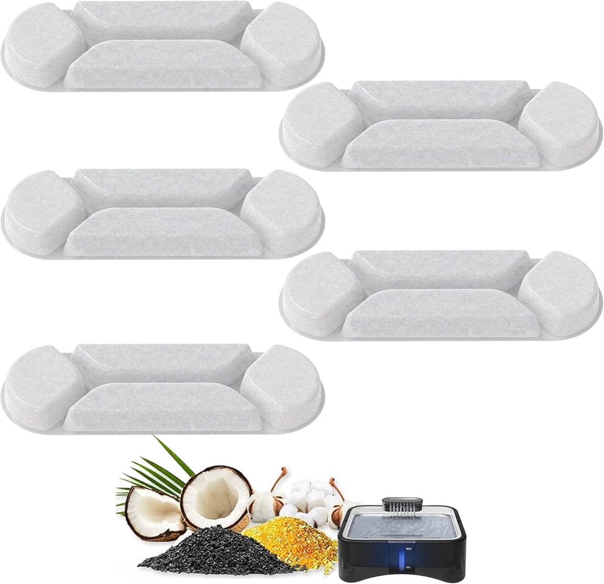 UPSKY 2.25Gal Elevated Dog Water Fountain Filter, 5 Pcs Replacement Filters, Multi-Layer Filtration