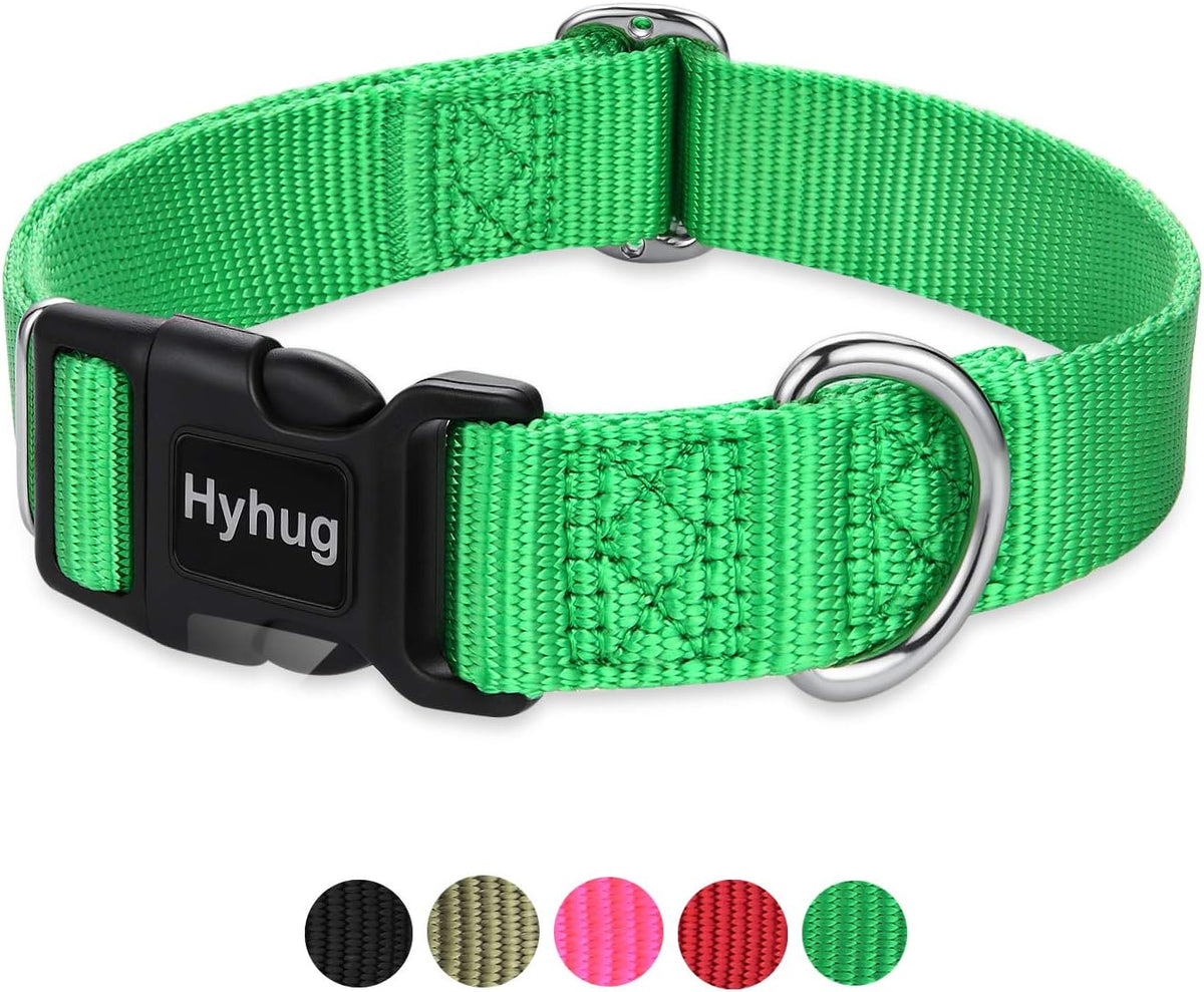 Hyhug Pets Classic Regular Heavy Duty Nylon Dog Collar with Easy Attach and Removal Buckle.