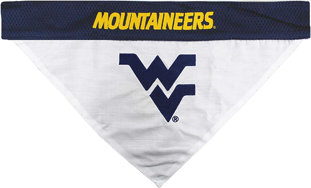 Pets First Collegiate Pet Accessories, Reversible Bandana, West Virginia Mountaineers Size