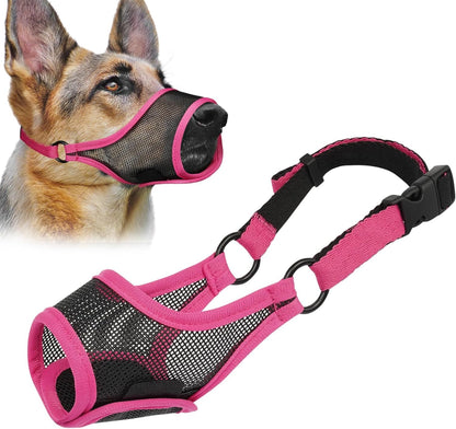 LUCKYPAW Dog Muzzle, Mesh Dog Muzzle for Large Medium Small Dogs, Soft Mouth Guard for Biting